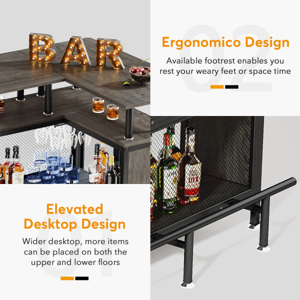 Industrial style furniture wine coffee bar cart wine corner cabinet with storage space