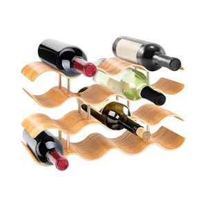 Bamboo Four-Tier Countertop Wine Rack Wave Design Stackable Wine Rack