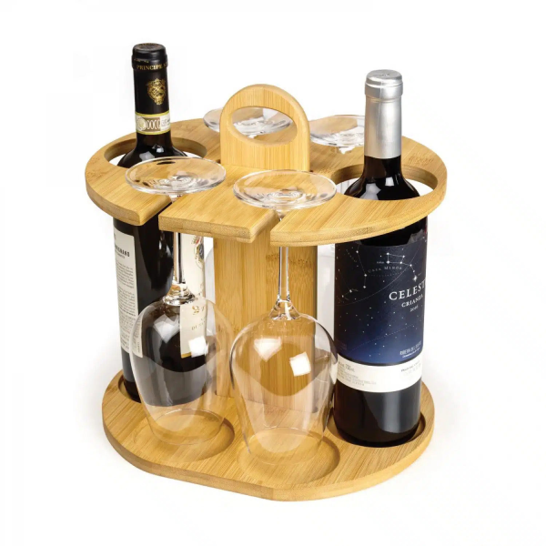 High Quality Countertop Display Bamboo Storage Rack Wine Bottle Holder