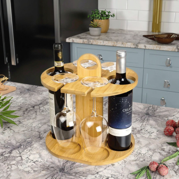 High Quality Countertop Display Bamboo Storage Rack Wine Bottle Holder