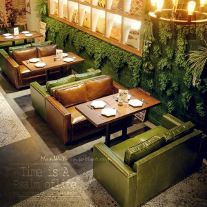 Restaurant cafe shop leather sofa booth wine commercial furniture set