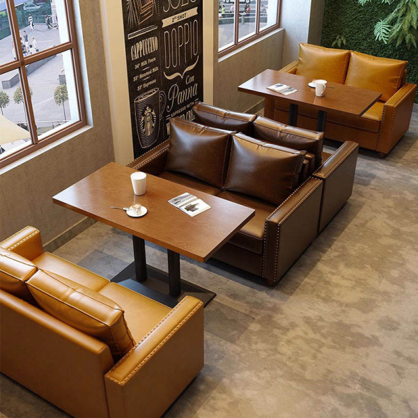 Restaurant cafe shop leather sofa booth wine commercial furniture set
