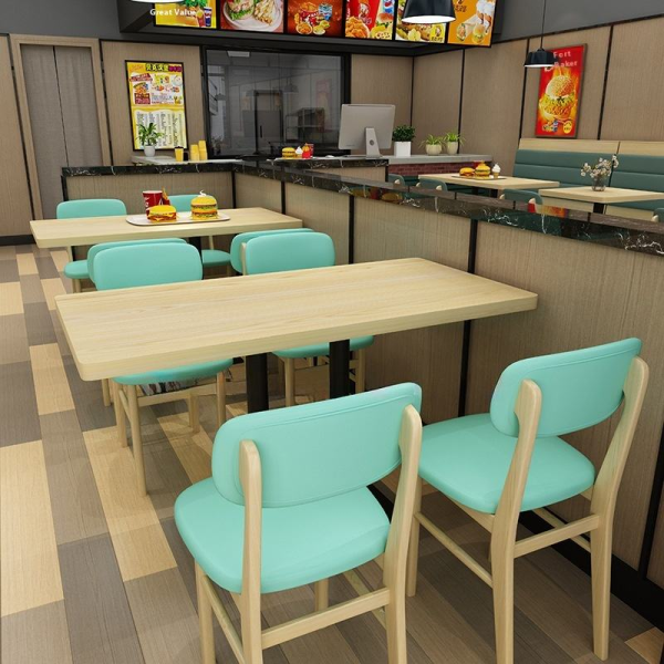 Modern style solid wood snack sofa table and chair set simple restaurant wall booth