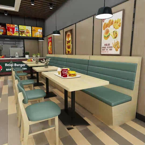 Modern style solid wood snack sofa table and chair set simple restaurant wall booth