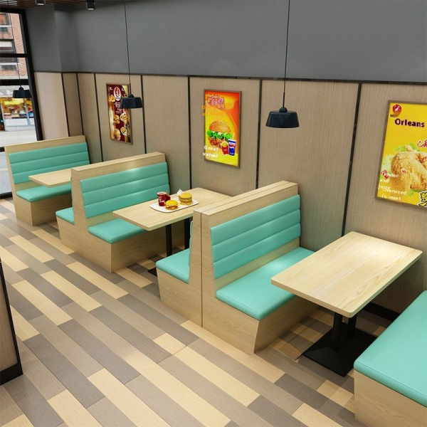 Modern style solid wood snack sofa table and chair set simple restaurant wall booth