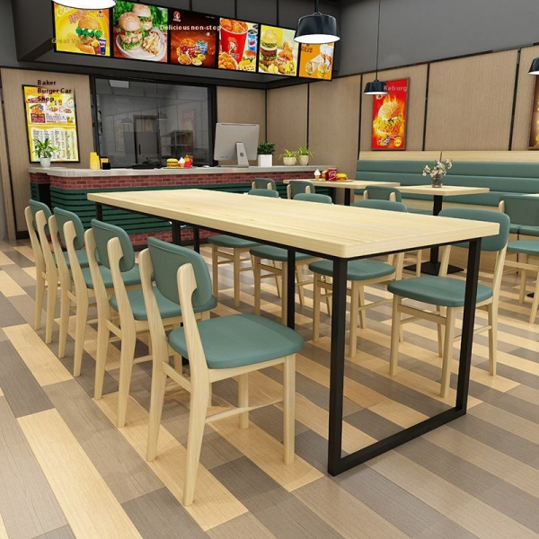 Modern style solid wood snack sofa table and chair set simple restaurant wall booth