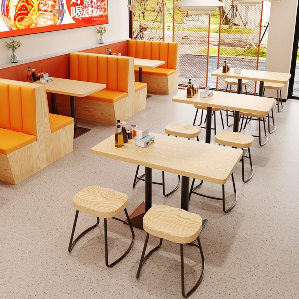 Modern solid wood commercial restaurant set fast food table and chair combination