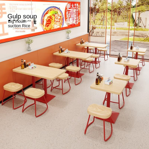 Modern solid wood commercial restaurant set fast food table and chair combination