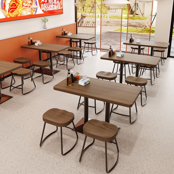 Modern solid wood commercial restaurant set fast food table and chair combination