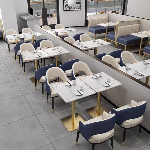 Custom luxury commercial stainless steel table and chair set modern style