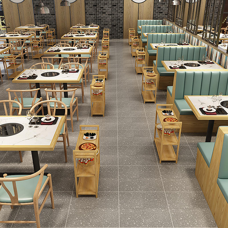 Modern marble slab hot pot table smokeless induction cooker integrated furniture