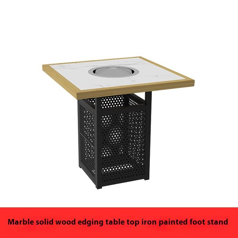 Modern marble slab hot pot table smokeless induction cooker integrated furniture