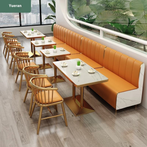 Modern commercial restaurant furniture solid wood dining table and chair combination