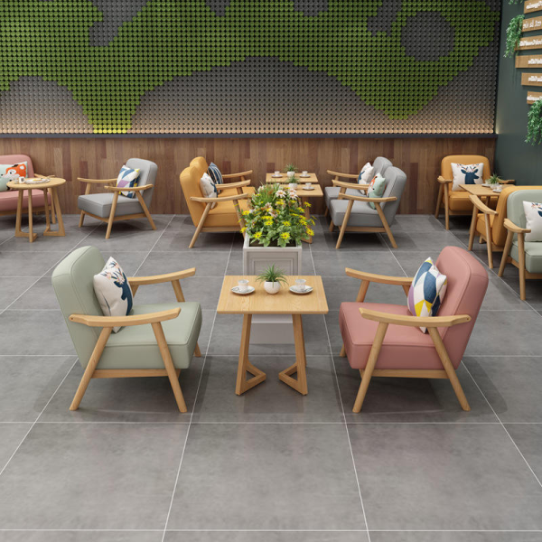 Modern solid wood cafe table and chair combination suitable for restaurant library