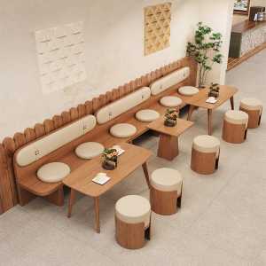 Modern retro solid wood sofa chair combination suitable for cafe restaurant