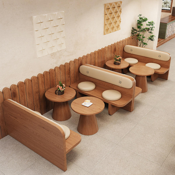 Modern retro solid wood sofa chair combination suitable for cafe restaurant