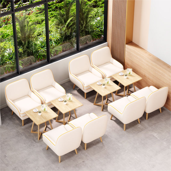 Modern solid wood set coffee shop book bar milk tea shop booth