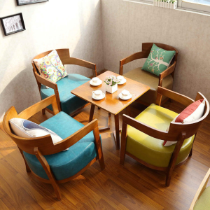 Nordic solid wood cafe table and chair set living room reception milk tea book bar use