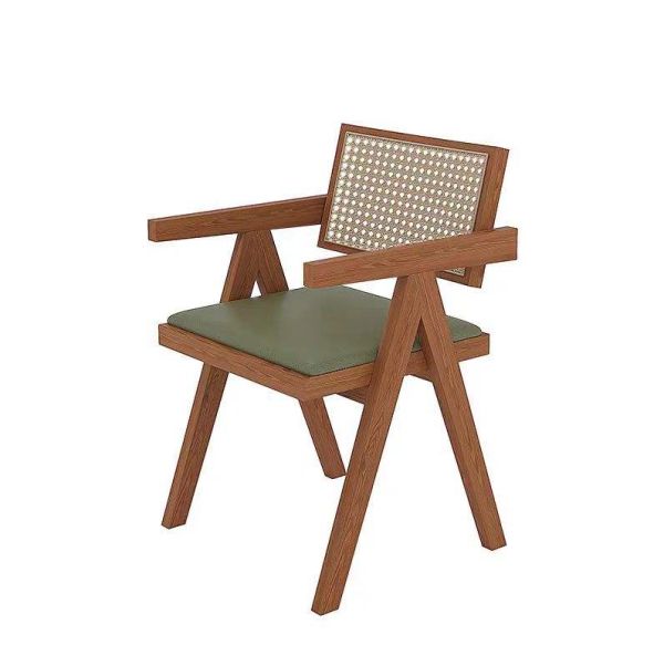 Solid wood restaurant furniture bistro rattan dining chairs suitable for coffee shop dessert shop