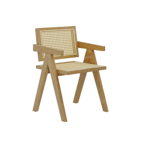 Modern Japanese style solid wood rattan cafe table and chair combination