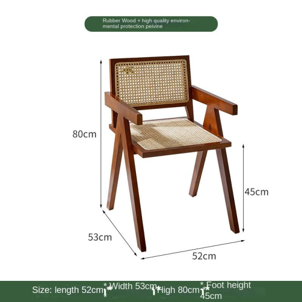 Modern Japanese style solid wood rattan cafe table and chair combination