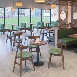 Modern hotel snack bar western restaurant booth sofa solid wood table chairs