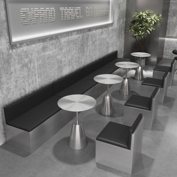 Modern industrial style stainless steel furniture booths sofa tables and chairs