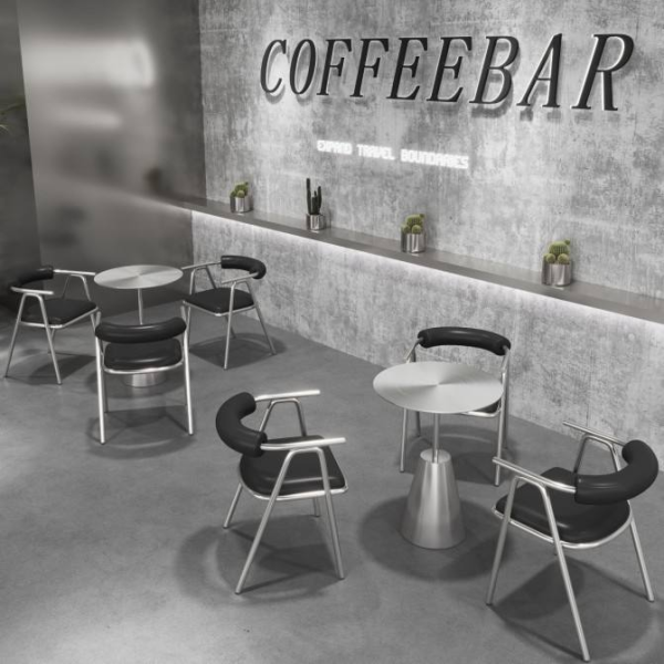 Modern industrial style stainless steel furniture booths sofa tables and chairs