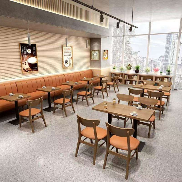 Japanese style milk tea shop restaurant furniture solid wood table and chair combination