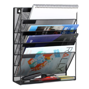 Mesh Wall Mount Magazine Rack A4 Newspaper Stand Metal Catalogue Holder Basket