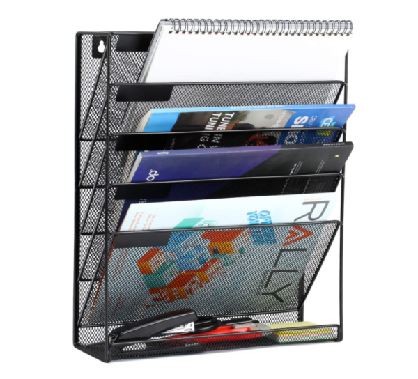 Mesh Wall Mount Magazine Rack A4 Newspaper Stand Metal Catalogue Holder Basket