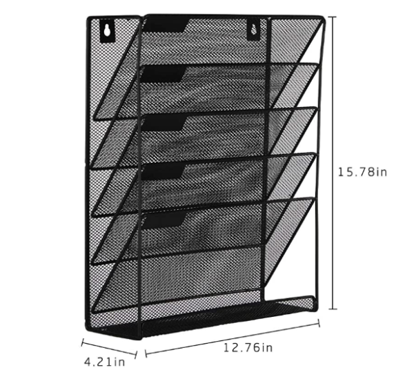Mesh Wall Mount Magazine Rack A4 Newspaper Stand Metal Catalogue Holder Basket