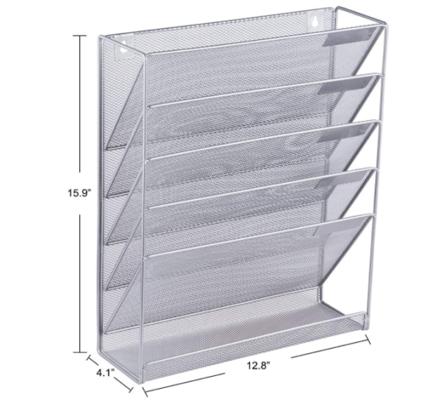 Mesh Wall Mount Magazine Rack A4 Newspaper Stand Metal Catalogue Holder Basket