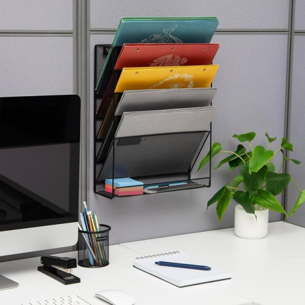 Mesh Wall Mount Magazine Rack A4 Newspaper Stand Metal Catalogue Holder Basket
