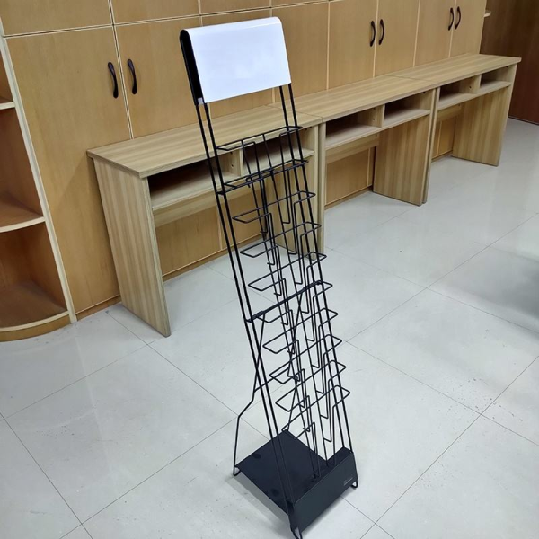 Custom Floor-Standing Metal Bookshelf, Magazine, and Poster Display Rack