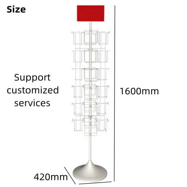 Customizable wire revolving display for store postcards brochures magazines and more