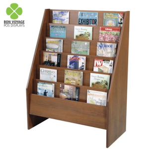 Wooden Flooring Retail Store Comic Books Display Rack for Magazine Newspaper