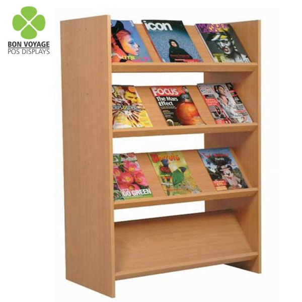 Wooden Flooring Retail Store Comic Books Display Rack for Magazine Newspaper