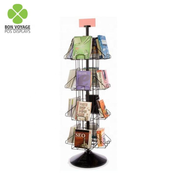 Wooden Flooring Retail Store Comic Books Display Rack for Magazine Newspaper