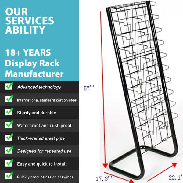 Metal Book Display Stands Flooring Rack for Magazine Newspaper