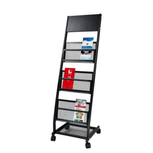 Mobile brochure and magazine rack outdoor metal newspaper rack display stand