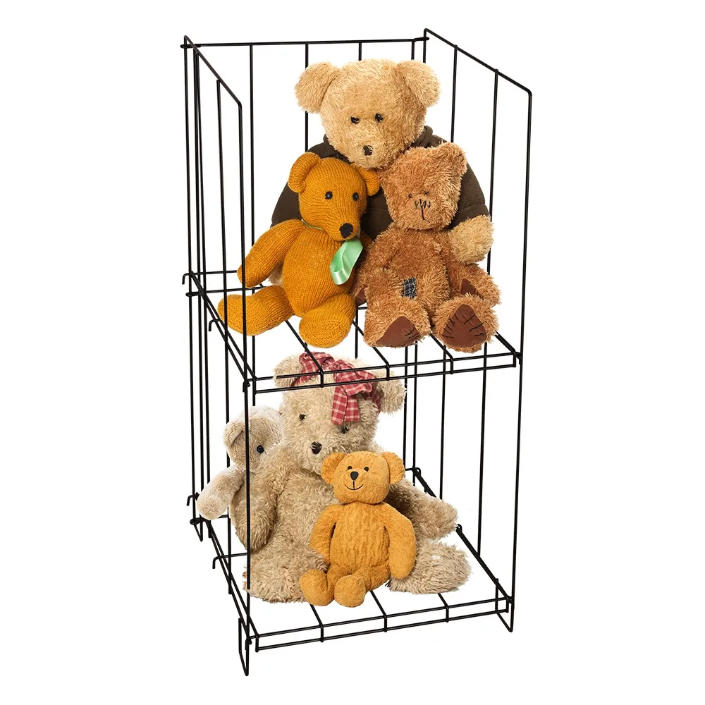 Detachable 2-Tiers Metal Newspaper Holder Flooring Display Rack Magazine Storage Dump Bin