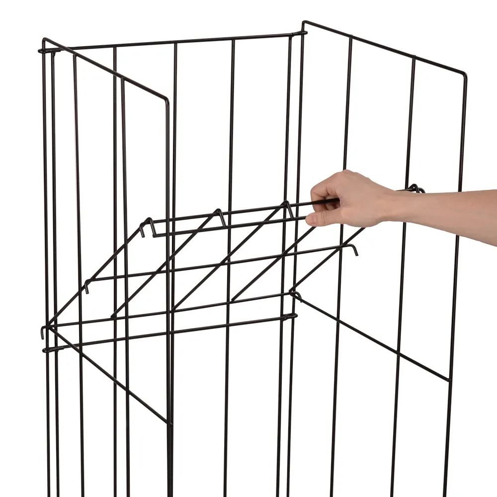 Detachable 2-Tiers Metal Newspaper Holder Flooring Display Rack Magazine Storage Dump Bin