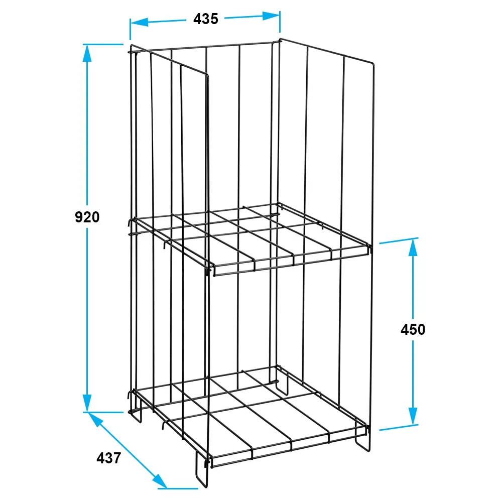 Detachable 2-Tiers Metal Newspaper Holder Flooring Display Rack Magazine Storage Dump Bin