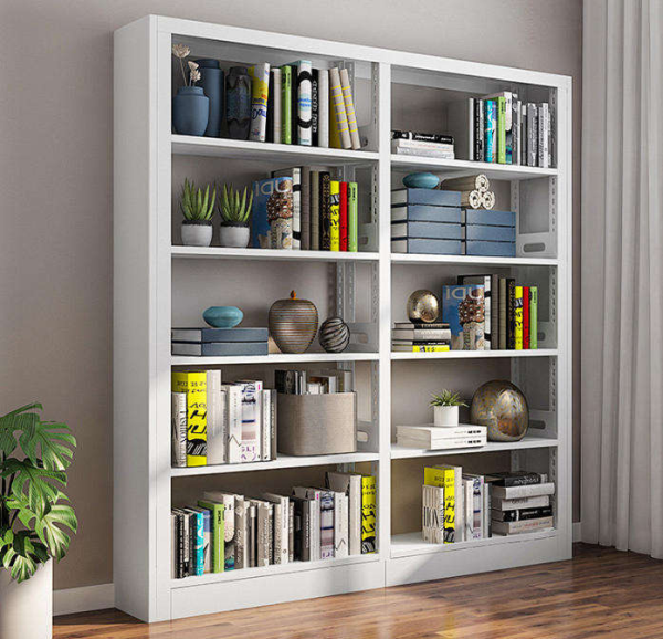 Modern Metal Bookshelf Wall-Mounted Steel Storage Rack Library Book Display