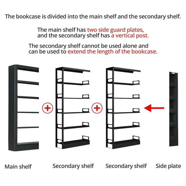 Wrought iron bookshelf for home floor-standing bookshelf and library