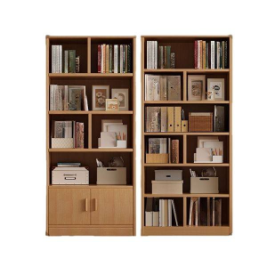 Modern solid wood bookshelf multi-layer floor storage rack wall bookcase