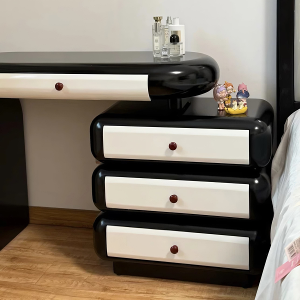Retro light-luxury mid-century-inspired dressing table solid wood with integrated drawers