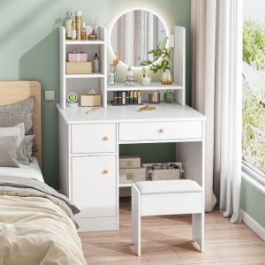 Modern Practical Makeup Table with Storage Cabinet Integrated Dressing Table