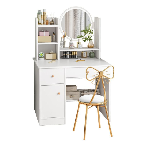 Modern Practical Makeup Table with Storage Cabinet Integrated Dressing Table